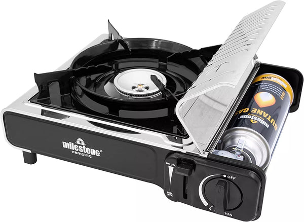 Milestone Portable Camping Gas Stove Silver & Black
