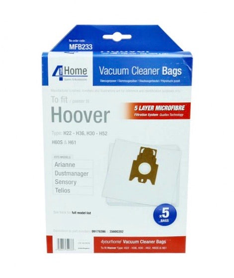 4 Your Home Hoover Vacuum Cleaner Bag Pack of 5 Microfibre Bags| MFB233