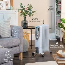 Russell Hobbs 9 Fin Oil Filled Heater White | RHOFR5002