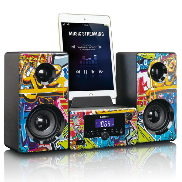 Lenco MC‑020 Tags Micro Music System – FM Radio, Bluetooth, USB & AUX