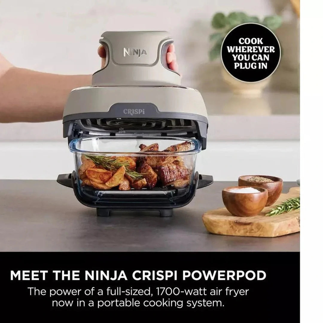 Ninja Crispi™ 4-in-1 Portable Glass Air Fryer Cooking System - Stone | FN101UKST Ninja Grill Ben Sweeney Electrical Euronics
