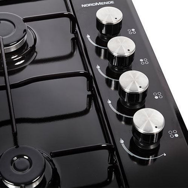 NordMende 60cm 4 x Burner Gas Hob Enamel Pan Supports Black