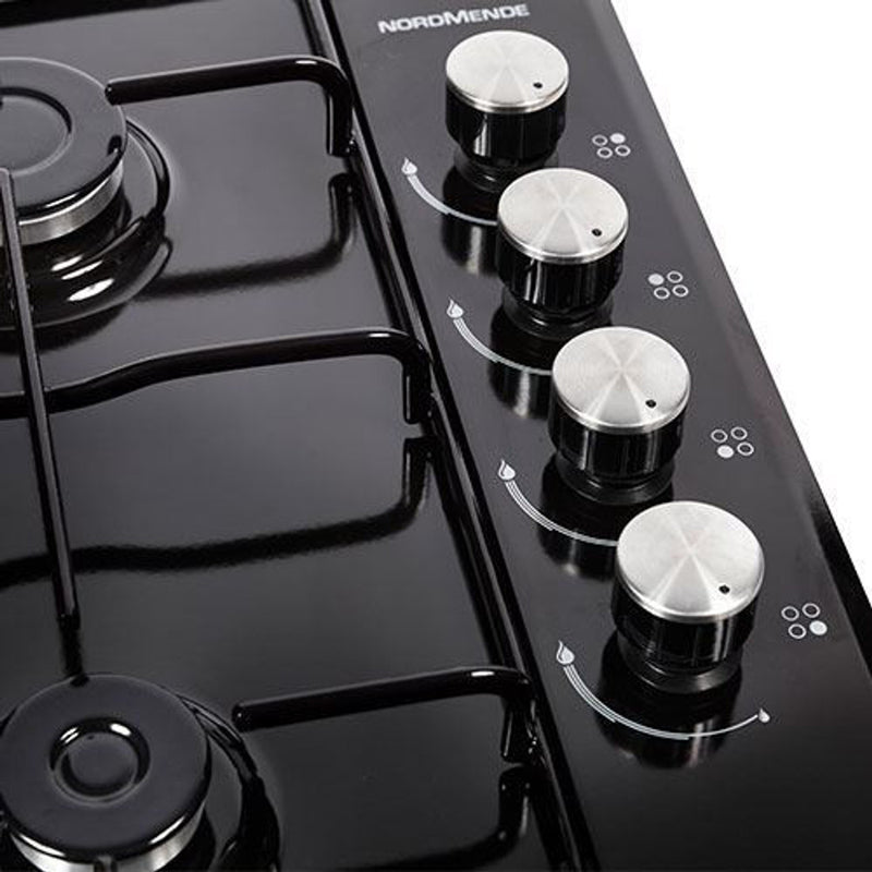 NordMende 60cm 4 x Burner Gas Hob Enamel Pan Supports Black