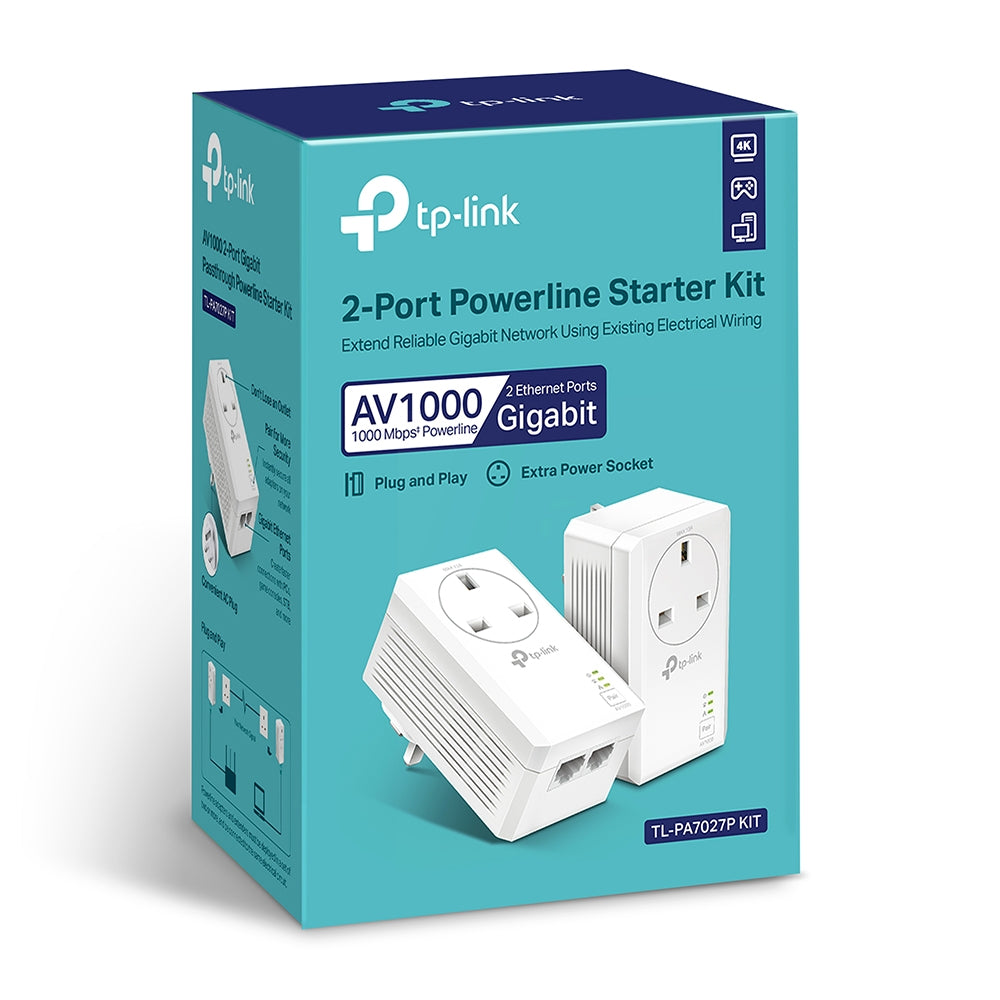 AV1000 2-Port Gigabit Passthrough Powerline Starter Kit