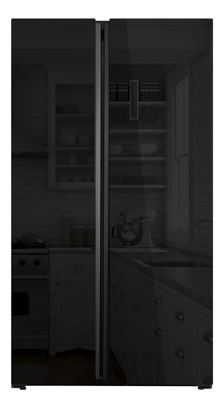 Powerpoint 800 Series American Style Fridge Freezer - Black Glass | P98317SKBLG-E