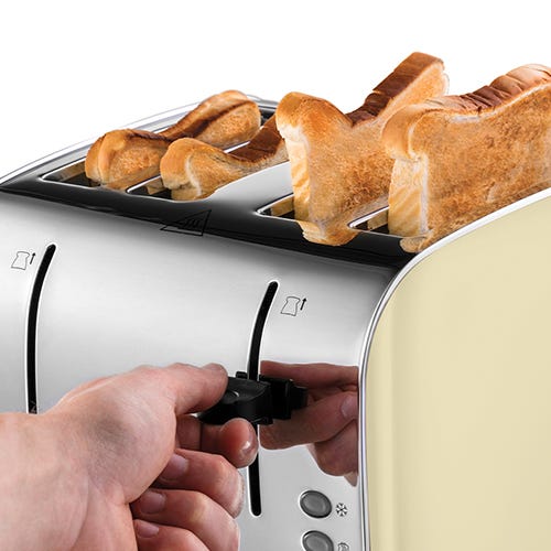 Russell Hobbs Stainless Steel 4 Slice Toaster - Cream | 28363