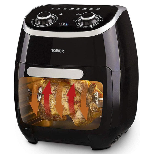 Tower 2000W 11L 5-in-1 Manual Air Fryer Oven with Rotisserie – Black