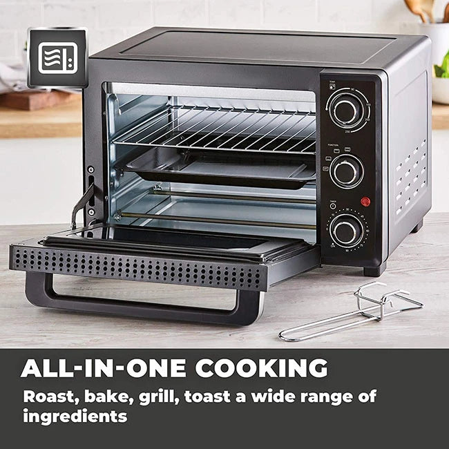 Tower T14043 23L Mini Oven Black with Silver Accents