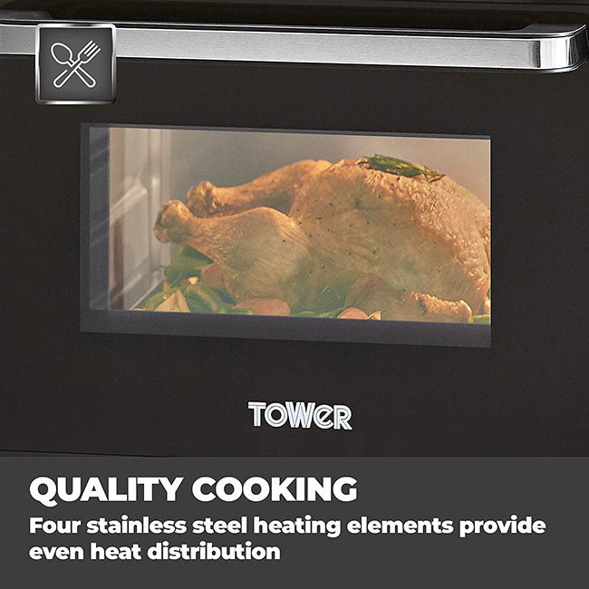 Tower T14043 23L Mini Oven Black with Silver Accents