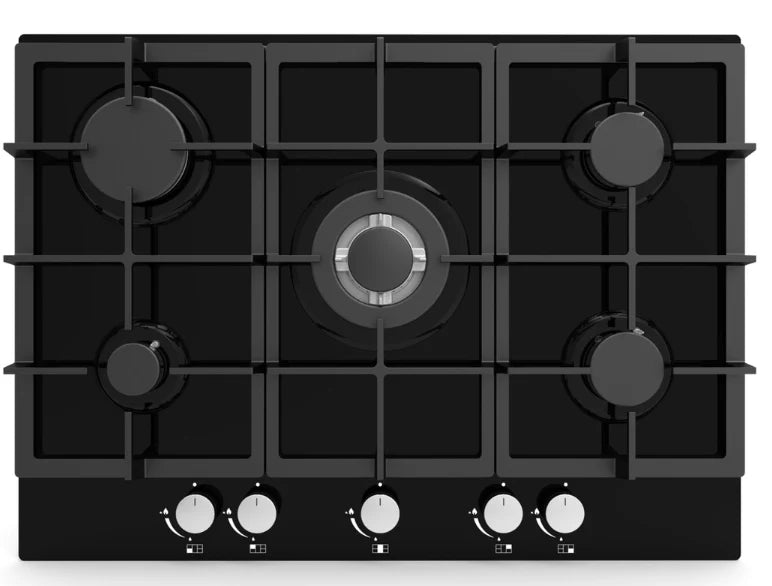 Cata 70 cm Gas-on-Glass Hob – Black