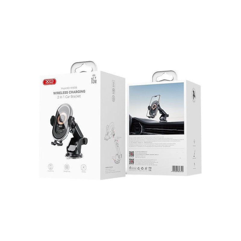 XO Car Holder With Wireless Charger Black 15W | XO-WX038