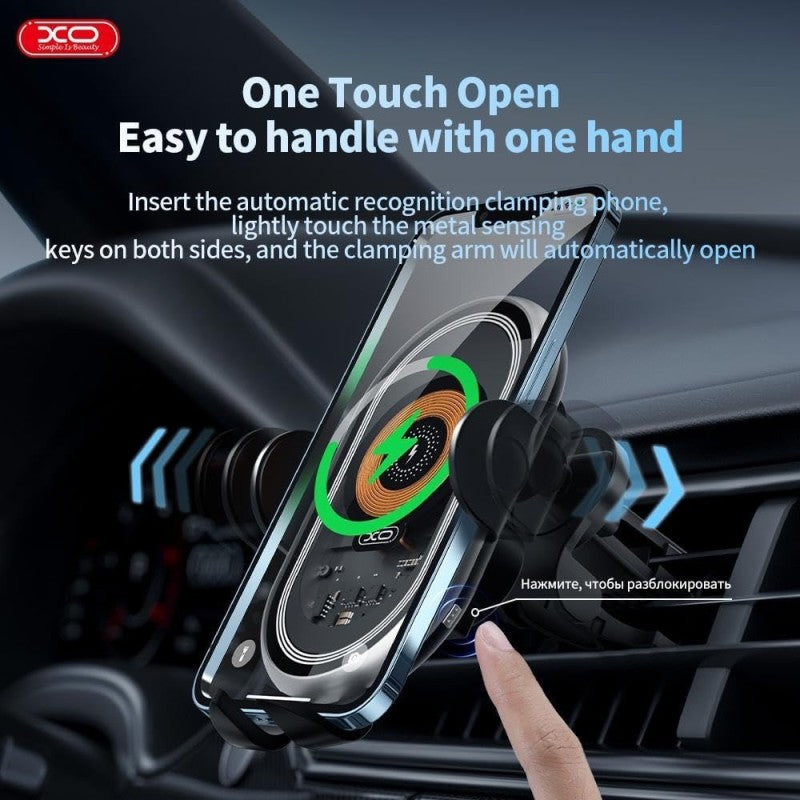 XO Car Holder With Wireless Charger Black 15W | XO-WX038