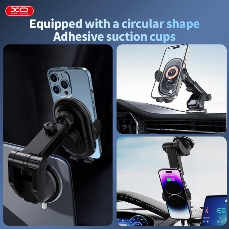 XO Car Holder With Wireless Charger Black 15W | XO-WX038