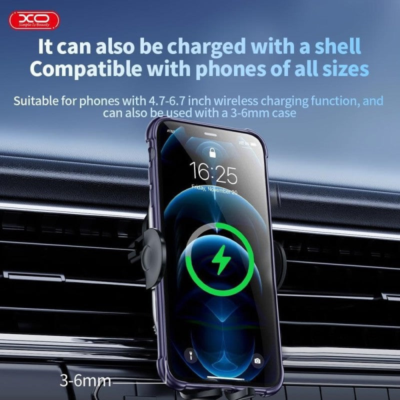 XO Car Holder With Wireless Charger Black 15W | XO-WX038